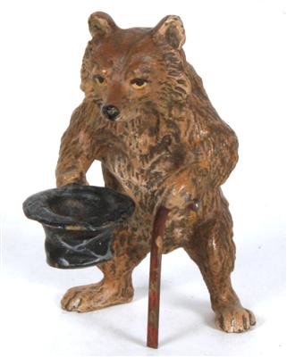 Bär mit Stock und Zylinderhut Wiener Bronze, - Kunst, Antiquitäten und Möbel