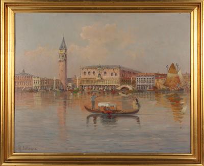 Künstler Mitte 20. Jh. Ansicht aus Venedig Öl auf Karton, - Arte e antiquariato