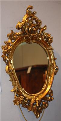 Kleiner Spiegel im Rokokostil 2 H. 19. JH. profilierter Weichholzrahmen, - Kunst, Antiquitäten und Möbel