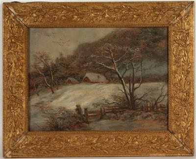 Künstler um 1900 Winterlandschaft mit einer Reisigsammlerin, - Antiques and art
