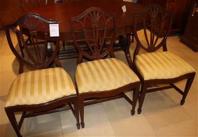 1 Armsessel und 5 Sessel in englischer Stilart, - Arte e antiquariato