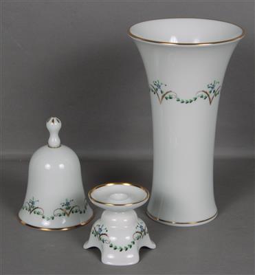 1 Kerzenhalter,5,5 cm 1 Vase,19 cm. 1 Tischglocke - Arte e antiquariato