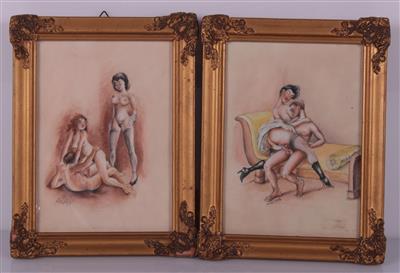 Künstler 20. Jh. 2 erotische Darstellungen, - Umění a starožitnosti
