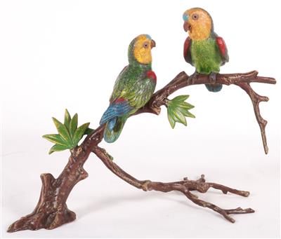 2 Papageien auf Ast sitzend - Antiques and art