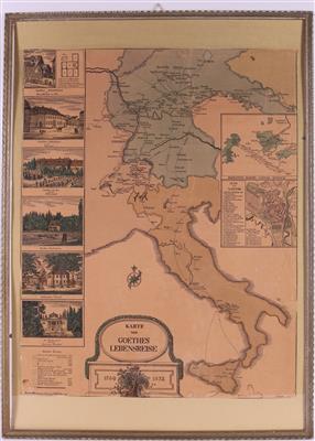 Karte von Goethes Lebensreisen - Antiques and art
