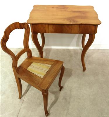 Rechteckiger Tisch und 1 Sessel, - Asta di natale - Arte e antiquariato