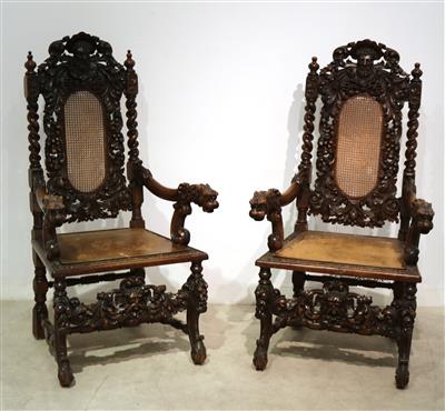 Paar imposante Historimus - Armsessel um 1880, - Antiques, art and furniture