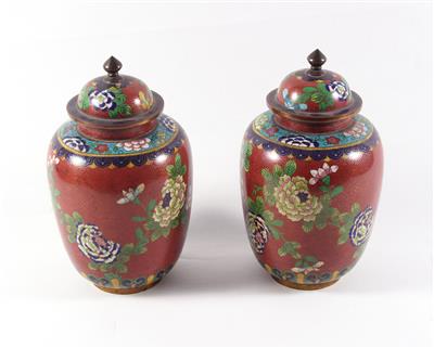 Paar Cloisonne Deckelvasen - Arte e antiquariato