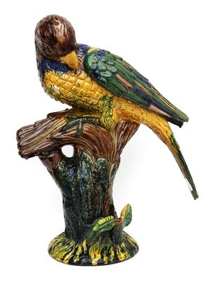 Skulptur "Papagei auf Ast mit Raupe" - Arte e antiquariato