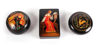 3 Russische Lackdosen - Antiques and art