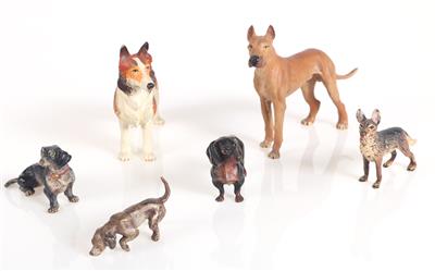6 versch. Tierfiguren, "Hunde" - Arte e antiquariato