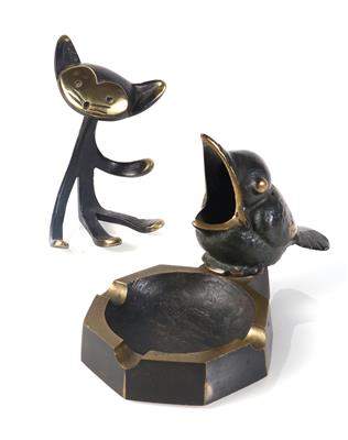 Ein Aschenbecher mit Vogelfigur, 1 Katzenfigur - Umění a starožitnosti