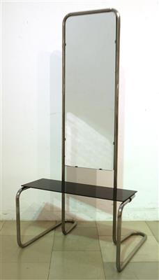 Stahlrohr Standspiegel mit niederem Ablagetisch - Arte e antiquariato
