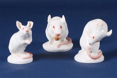 3 versch. Tierfiguren, "Mäuse" - Antiques and art