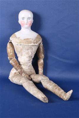 Puppe mit Porzellanschulterkopf - Antiques and art