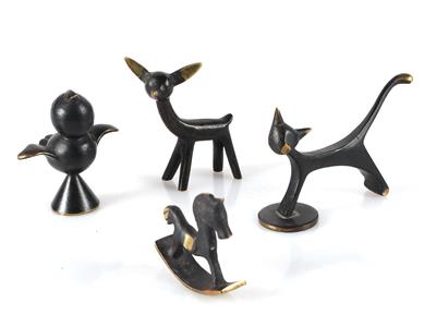 Kovolut von 4 Miniaturtierfiguren - Umění a starožitnosti