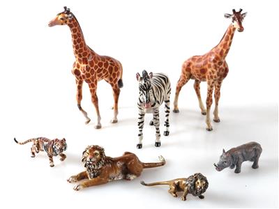 Konfolut von 7 Tierfiguren, "afrikanische Wildtiere" - Arte e antiquariato