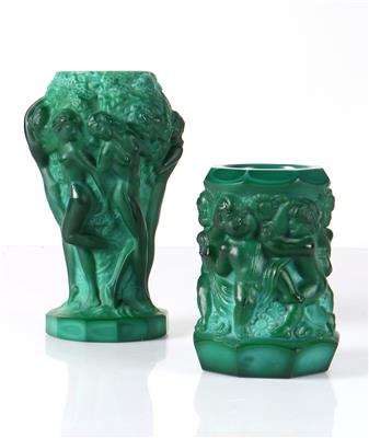 2 kleine Vasen aus Malachitglas - Arte e antiquariato