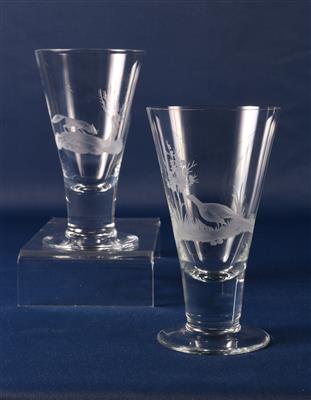 2 jagdliche Glasbecher - Arte e antiquariato