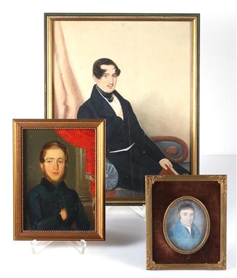 Konvolut aus 3 Herrenportraits des 19. Jh. - Antiques and art