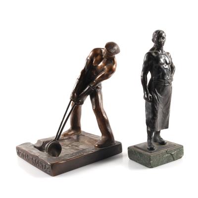 2 Bronzefiguren "Metalgießer u. Schmied" - Arte e antiquariato