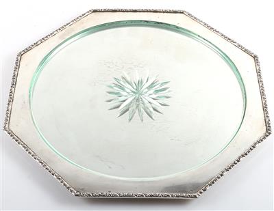 Prager Platte mit Glaseinsatz - Tafelsilber, Tintenfässer und Schreibzeug
