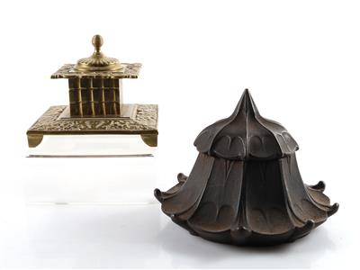 2 metallerne Tintenfässer der Zeit um 1900 - Kunst, Antiquitäten, Möbel und Technik