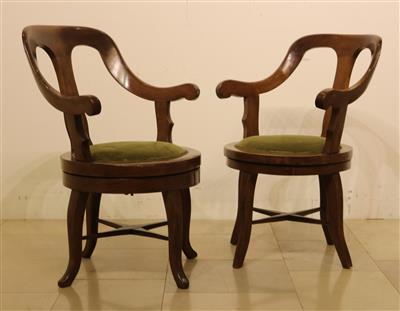 Seltenes Paar Armsessel mit drehbaren Sitzen - Kunst, Antiquitäten, Möbel und Technik