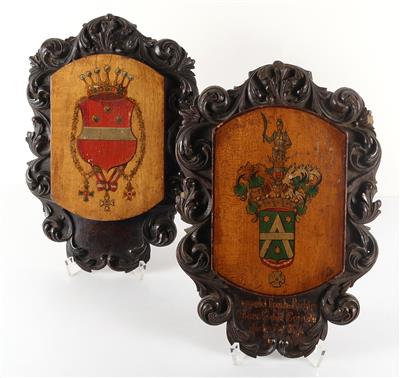 2 Wappenschilder des 19. Jhs. - Kunst, Antiquitäten, Möbel und Technik