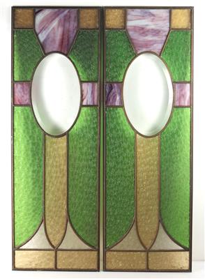 Paar ornamentale Jugendstil Glascheiben - Umění a starožitnosti