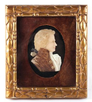 Wachsbossierung, Profilportrait des jungen Mozart - Antiques and art