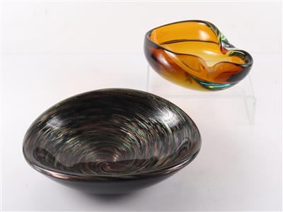2 versch. ovale Glasschalen - Antiques and art