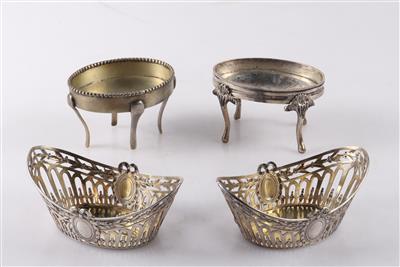 2 Gewürzschalen, 2 kleine Körbchen (4) - Silber, Kunst, Antiquitäten, Möbel