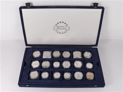 Münzsatz "Die offiziellen ECUs" 53 Münzen/1 Medaille(54) - Argento, arte, antiquariato, mobili