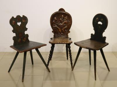 3 variirende Bauernsessel - Art, antiques, furniture and technology