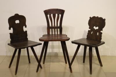 Konvolut aus 3 verschiedene bäuerliche Sessel des 19. Jh. - Art, antiques, furniture and technology