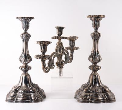 Paar Biedermeier Kerzenleuchter, ein dreiflammiger Aufsatz - Kunst, Antiquitäten, Möbel und Technik