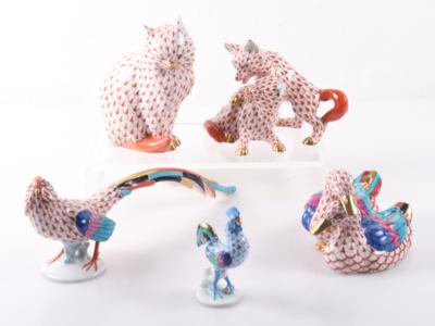 5 Tierfiguren, ungarisches Porzellan Marke Herrend - Arte, antiquariato, mobili e tecnologia