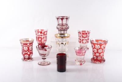Kovolut aus 9 verschieden böhmischen Glasbechern des 19. Jhs. - Kunst, Antiquitäten, Möbel und Technik
