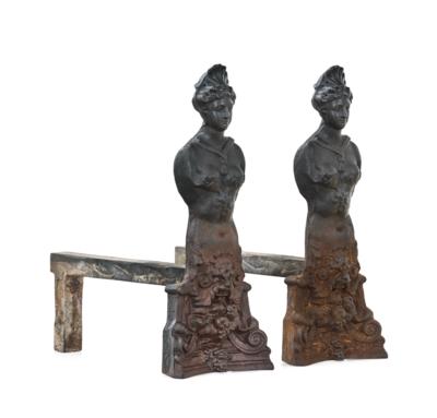 Paar rustikale Kaminböcke, - Umění, starožitnosti, nábytek a technika