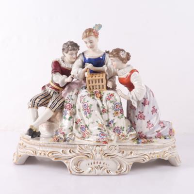 Figurengruppe "3 Kinder mit einem Vogelkäfig", Rudolstadt Volkstedt - Art, antiques, furniture and technology