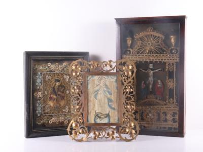 Konvolut aus 3 sakralen Bildnissen des 19. Jhs. - Kunst, Antiquitäten, Möbel und Technik