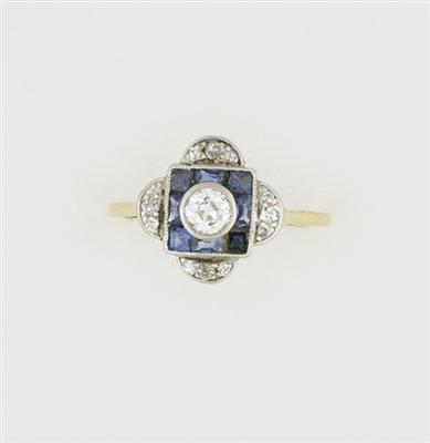 Brillant Diamant Saphir Damenring - "Kunst, Antiquitäten, Schmuck, Sammelobjekte und Historische Unterhaltungstechnik"