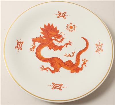 Platte mit rotem Ming-Drachen, - Antiquitäten & Bilder