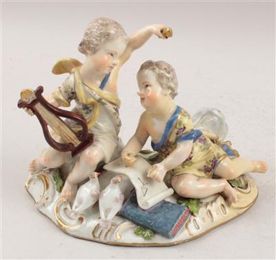 Putto mit Lyra, zeichnender Putto, - Antiques and Paintings
