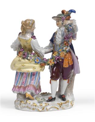 Tanzendes Paar verbunden mit Blumengirlande, - Starožitnosti, Obrazy