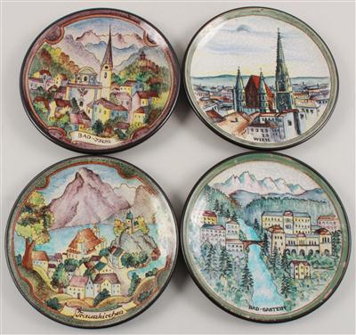4 Ansichtswandteller, - Antiques and Paintings