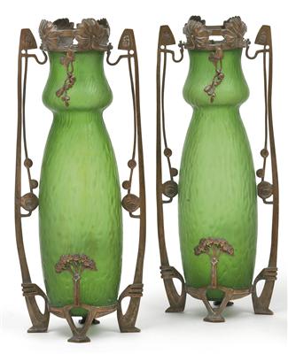 1 Paar Vasen in Messingfassung, - Antiquariato e Dipinti