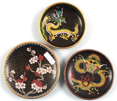 3 kleine Cloisonné-Schalen, - Antiquitäten & Bilder