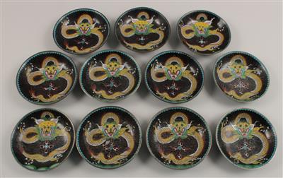 11 Cloisonné-Schalen, - Antiques and Paintings